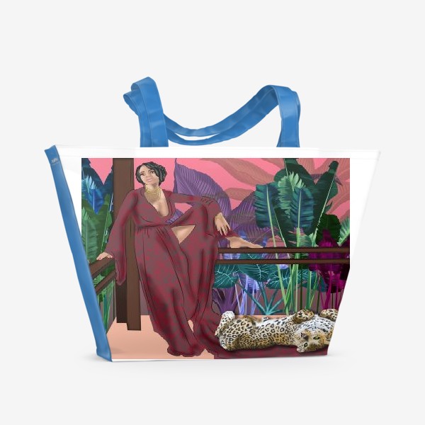 Пляжная сумка «Креолка с ягуаром »