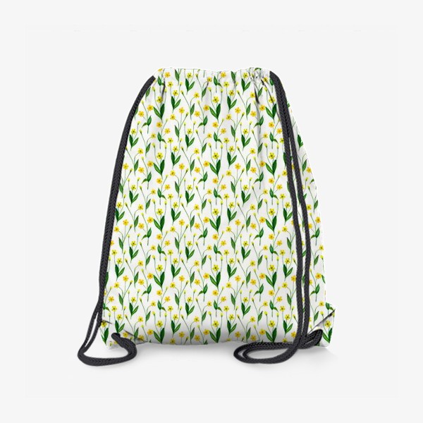 Рюкзак «Паттерн милые жёлтые акварельные полевые цветы, жёлтые лютики»
