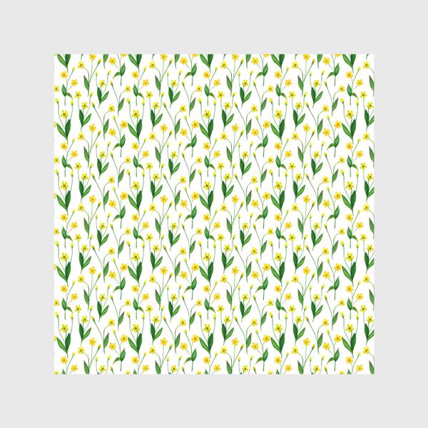 Скатерть «Паттерн милые жёлтые акварельные полевые цветы, жёлтые лютики»