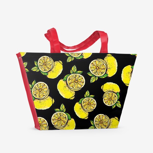 Пляжная сумка «Яркие сочные акварельные лимоны »