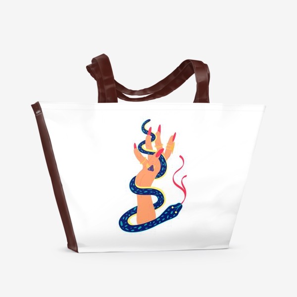 Пляжная сумка «Рука, змея, колдунья. Тату.  Хэллуин»