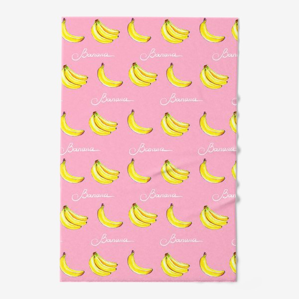 Полотенце «Паттерн "Желтые бананы на розовом"»