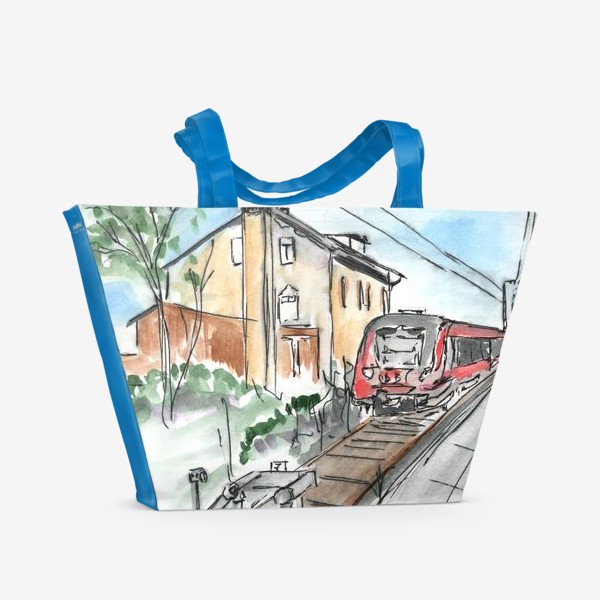 Пляжная сумка «Поезд на вокзале. Умчи меня в путешествие!»