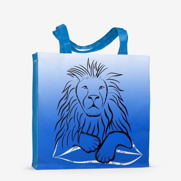 Сумка-шоппер «MY KINGDOM. Лев на синем фоне»