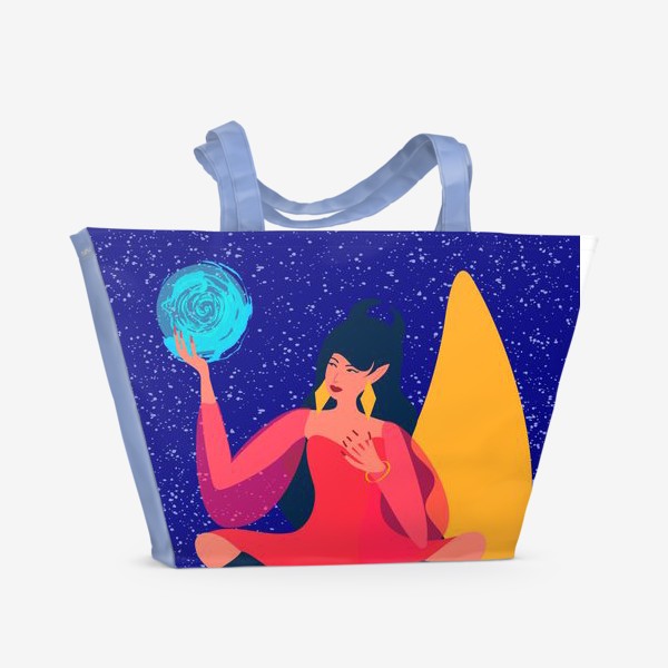 Пляжная сумка «Волшебница в ночном небе.Счастливого хэллоуина! »