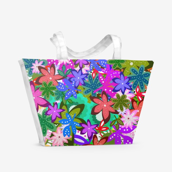 Пляжная сумка «Яркое лето. Цветы. Пестрая жизнь.»