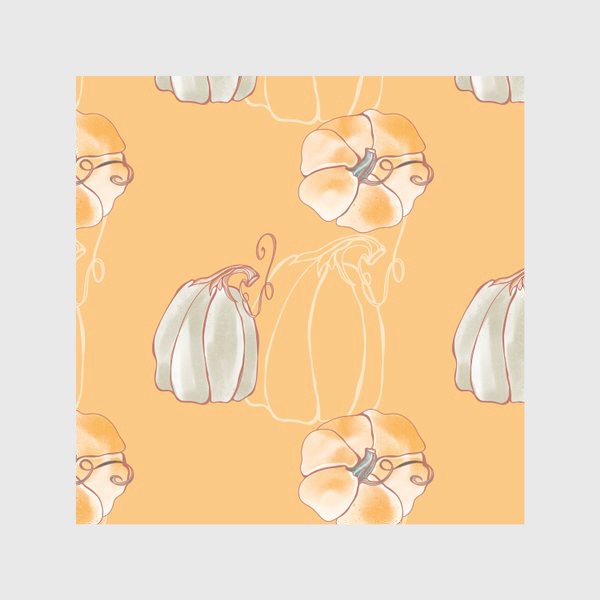 Скатерть «Яркие милые тыквы на оранжевом»