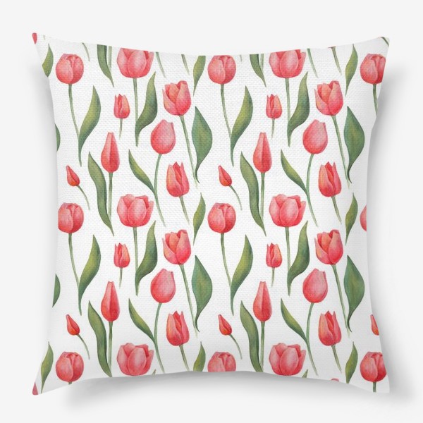 Подушка «Красные акварельные тюльпаны»