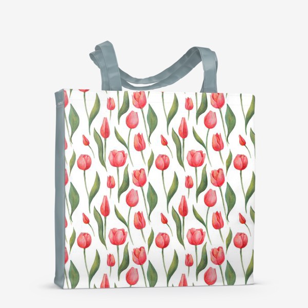 Сумка-шоппер «Красные акварельные тюльпаны»