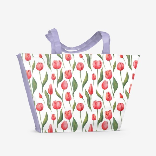 Пляжная сумка «Красные акварельные тюльпаны»