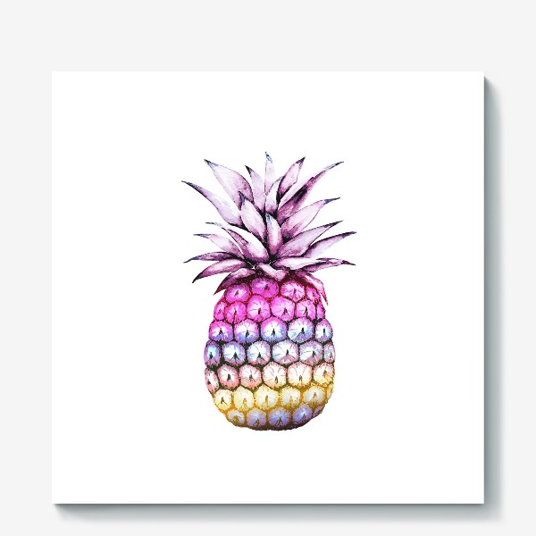 Холст «разноцветный ананас иллюстрация акварель »