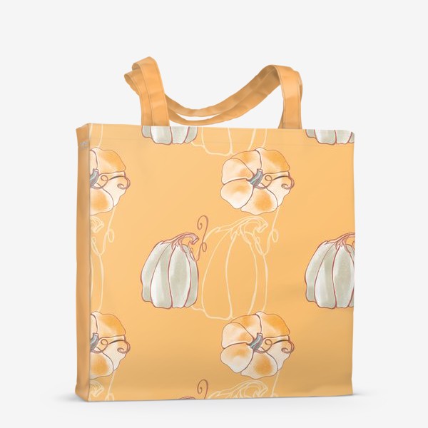 Сумка-шоппер «Яркие милые тыквы на оранжевом»