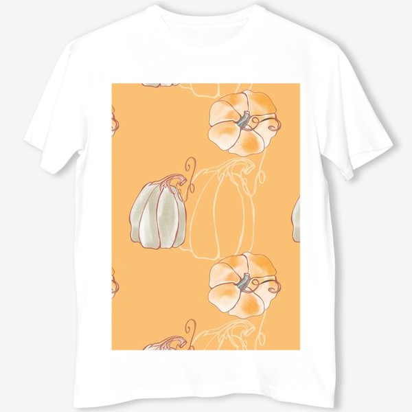 Футболка «Яркие милые тыквы на оранжевом»
