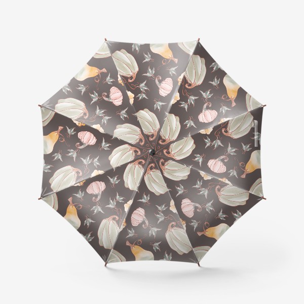 Зонт &laquo;Сказочные тыквы паттерн в пастельных тонах на темном&raquo;