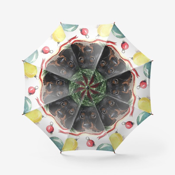 Зонт «Такса под ёлкой на Новый Год»
