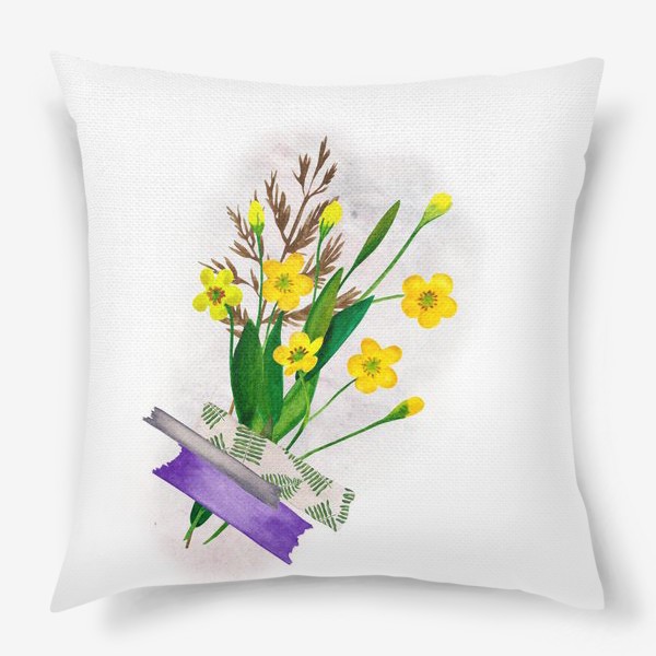Подушка «Букетик полевых цветов, жёлтых лютиков »