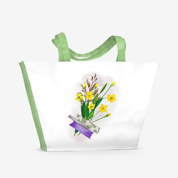 Пляжная сумка «Букетик полевых цветов, жёлтых лютиков »