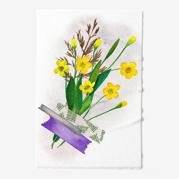 Полотенце «Букетик полевых цветов, жёлтых лютиков »