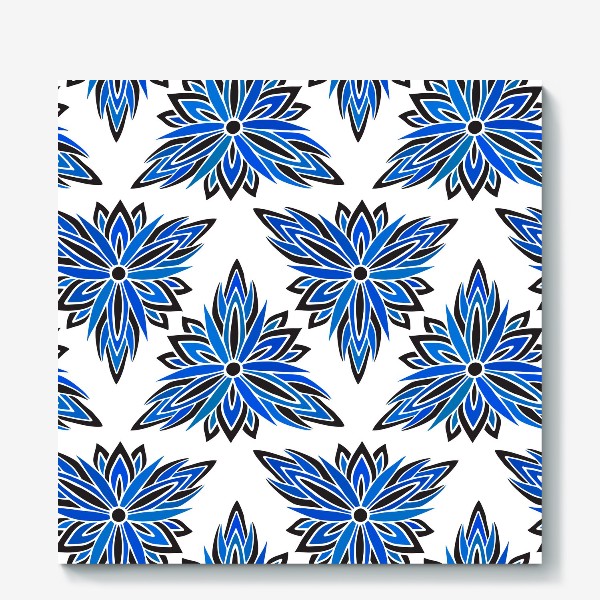 Холст «Синие абстрактные цветы»