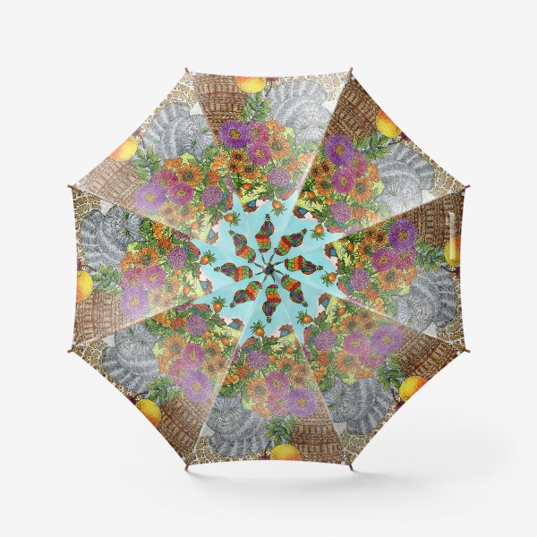 Зонт «Кошка, букет цветов и воздушные шары»