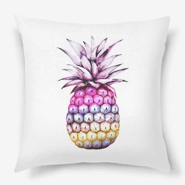 Подушка «разноцветный ананас иллюстрация акварель »