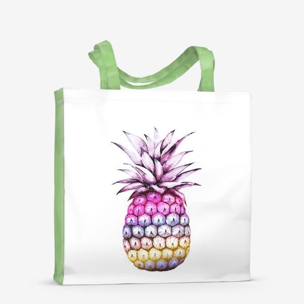 Сумка-шоппер «разноцветный ананас иллюстрация акварель »