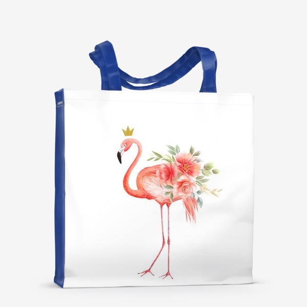 Сумка-шоппер «фламинго с цветами и короной »