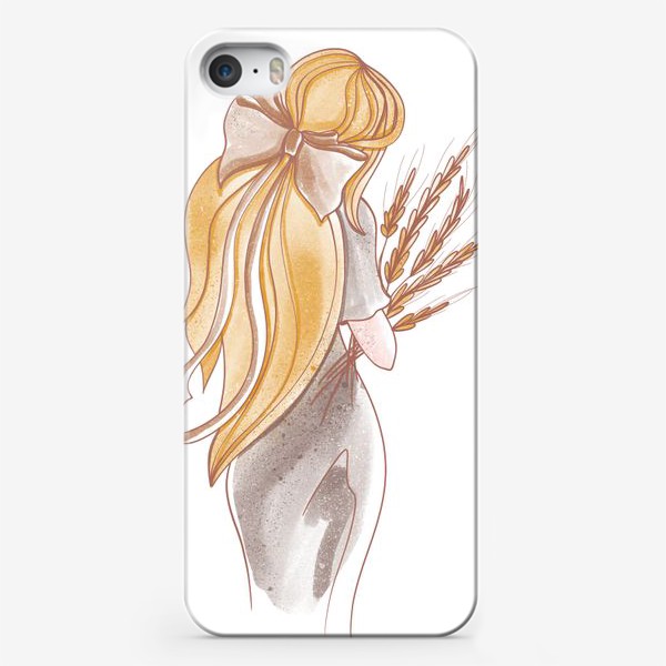 Чехол iPhone «Романтичная девушка с букетом пшеницы в руках»