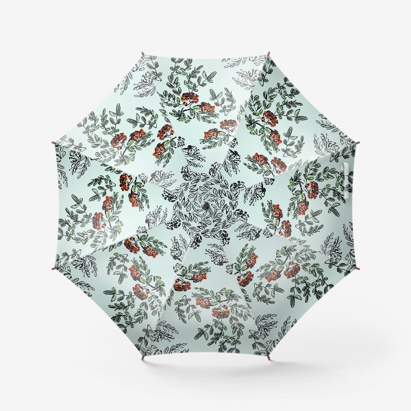 Зонт «рябина на бирюзовом фоне»