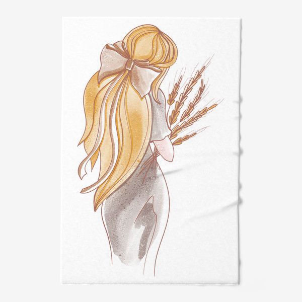 Полотенце «Романтичная девушка с букетом пшеницы в руках»