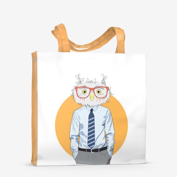 Сумка-шоппер «Мужчина-сова в очках и галстуке, фэшн иллюстрация»