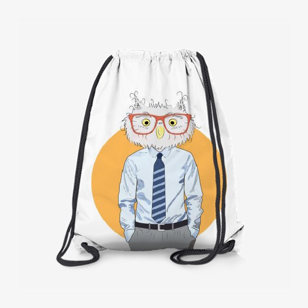 Рюкзак «Мужчина-сова в очках и галстуке, фэшн иллюстрация»