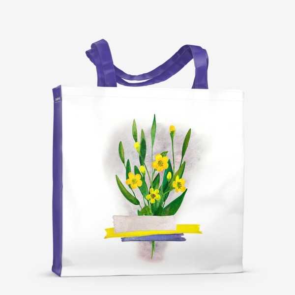 Сумка-шоппер «Нежный букетик полевых цветов, жёлтых лютиков»
