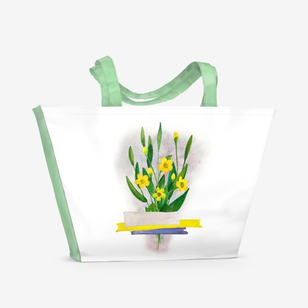 Пляжная сумка &laquo;Нежный букетик полевых цветов, жёлтых лютиков&raquo;