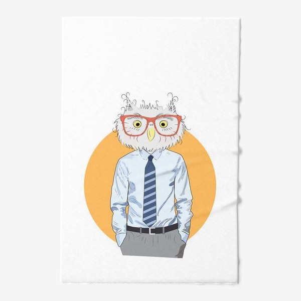 Полотенце «Мужчина-сова в очках и галстуке, фэшн иллюстрация»