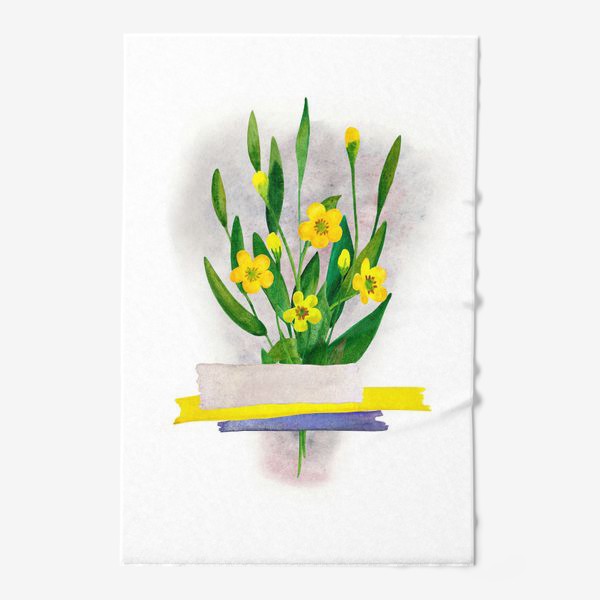 Полотенце «Нежный букетик полевых цветов, жёлтых лютиков»