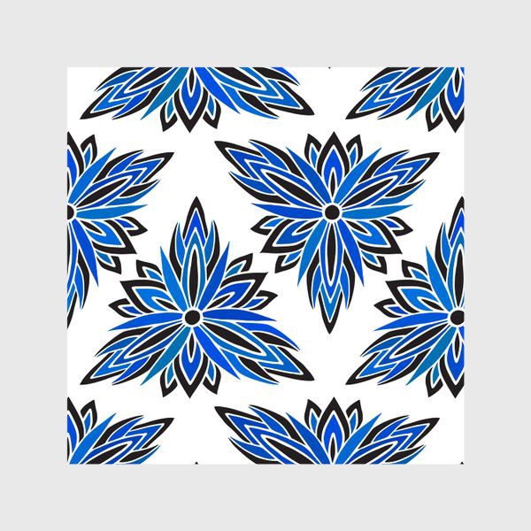 Шторы «Синие абстрактные цветы»