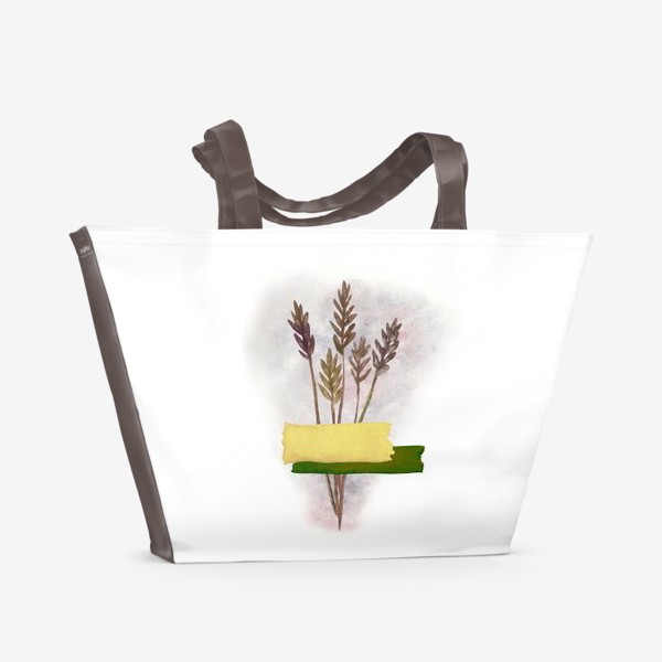 Пляжная сумка «Милый букетик колосков с желтым и зелёным скотчем»