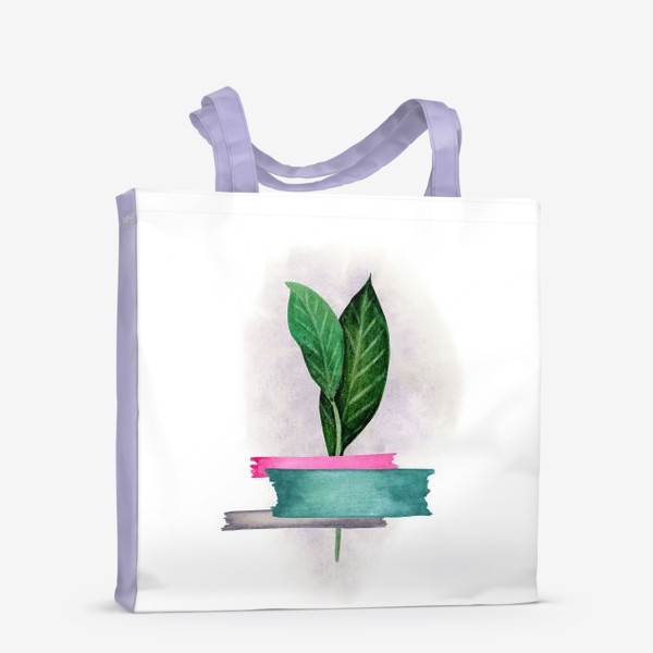 Сумка-шоппер «Тропические листья, закрепленные цветным скотчем»