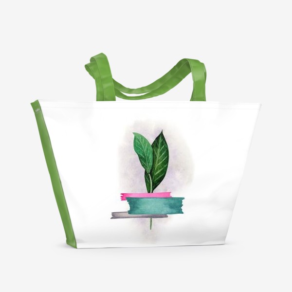 Пляжная сумка «Тропические листья, закрепленные цветным скотчем»