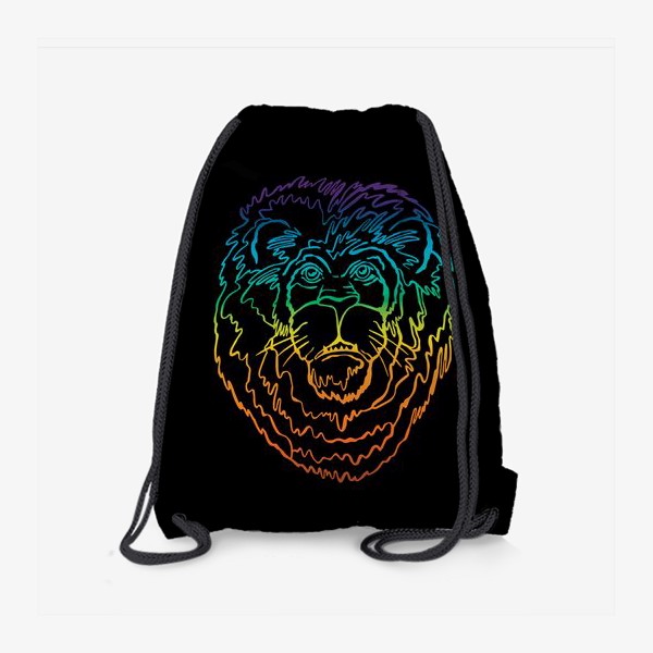 Рюкзак «Лев в цвете на черном фоне»