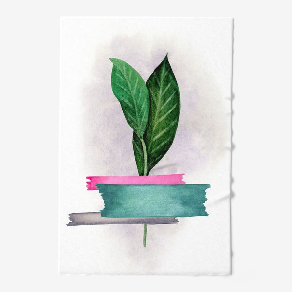 Полотенце «Тропические листья, закрепленные цветным скотчем»