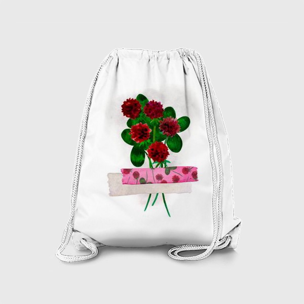 Рюкзак «Букет полевых цветов клевера, зафиксированный розовым скотчем»