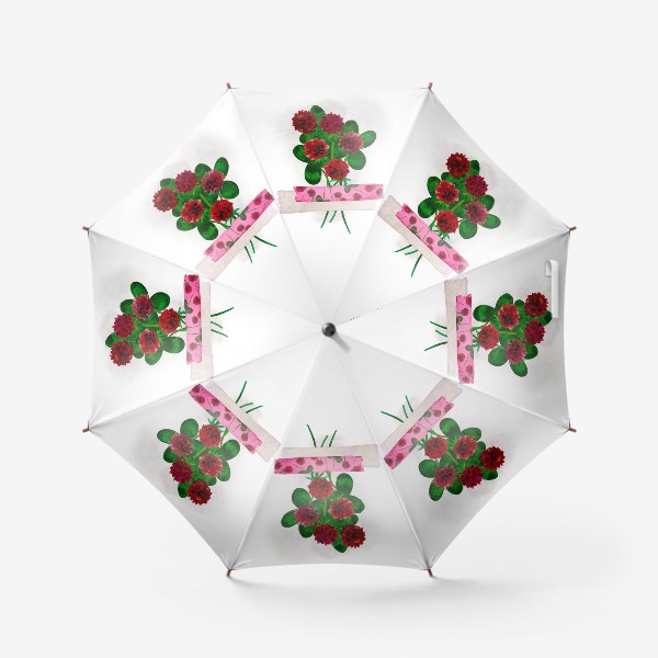 Зонт «Букет полевых цветов клевера, зафиксированный розовым скотчем»