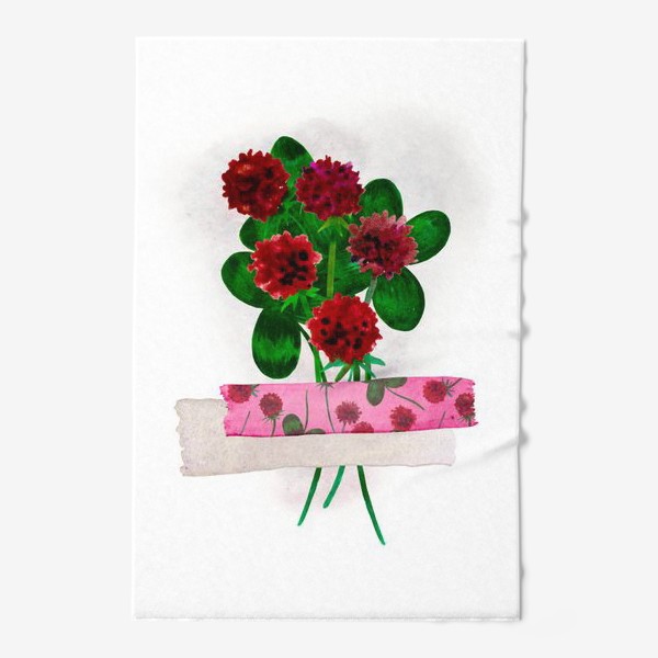 Полотенце «Букет полевых цветов клевера, зафиксированный розовым скотчем»
