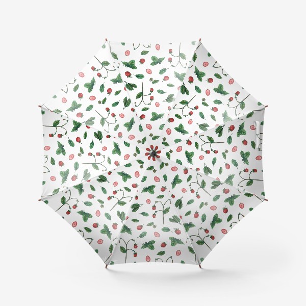Зонт «Ягоды земляники на белом фоне Лесной узор Паттерн Пастель»