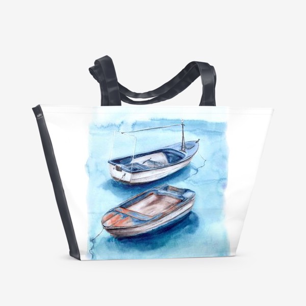 Пляжная сумка «Морской сюжет с лодками»