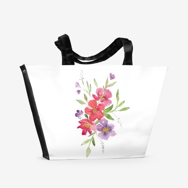 Пляжная сумка &laquo;Букет из акварельных цветов&raquo;