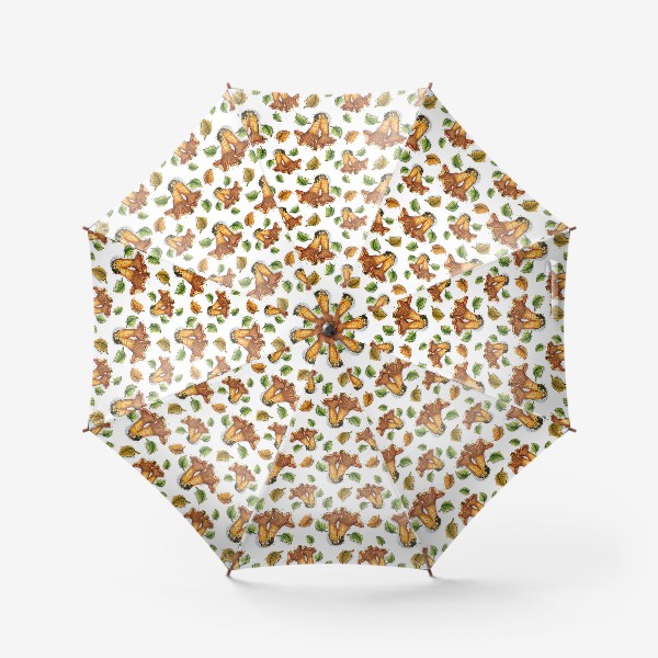 Зонт «Грибы лисички, паттерн»