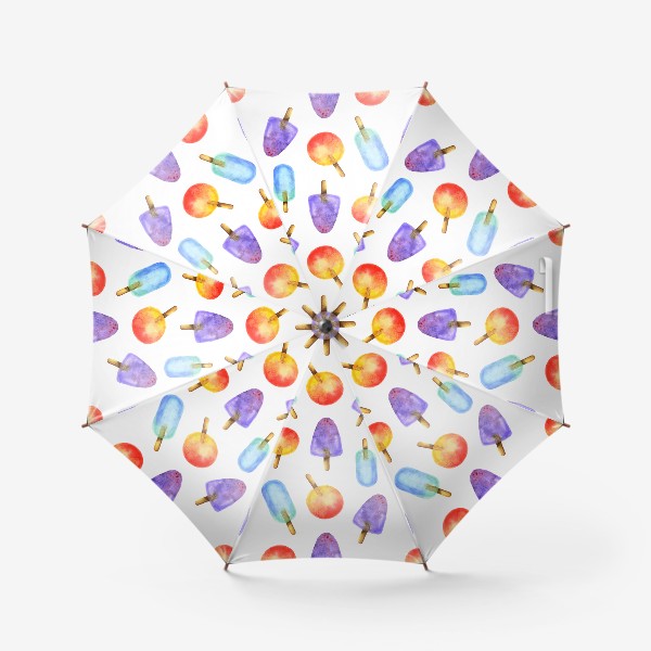 Зонт «Яркое мороженое на палочке, акварельный паттерн»